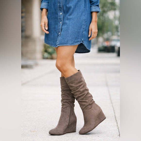 Kelly & Katie Shoes - Kelly & Katie Taupe Wedge Boots. Never Worn